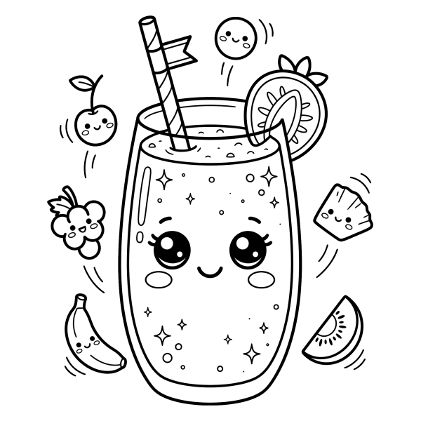 Coloriage Coloriage Kawaii Smoothie à imprimer