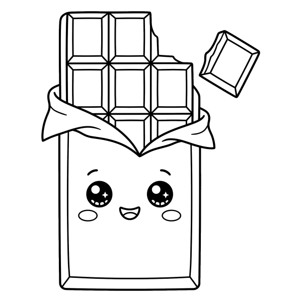 Coloriage Coloriage Kawaii Tablette de Chocolat à imprimer