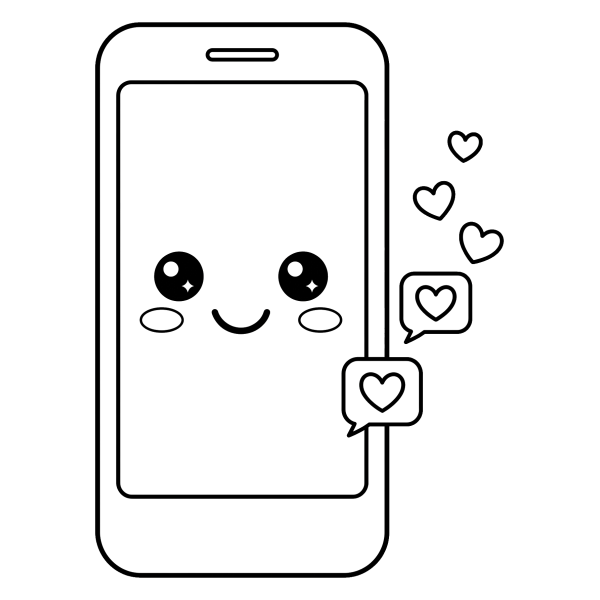Coloriage Coloriage Kawaii Téléphone à imprimer
