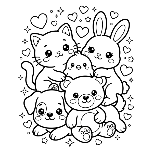 Coloriage Coloriage Kawaii Trop Mignon à imprimer
