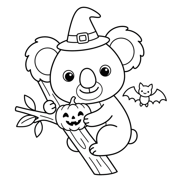 Coloriage Coloriage Koala Halloween à imprimer