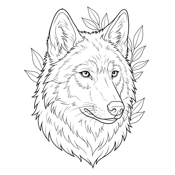 Coloriage Coloriage Loup Gris aux Yeux Vifs à imprimer