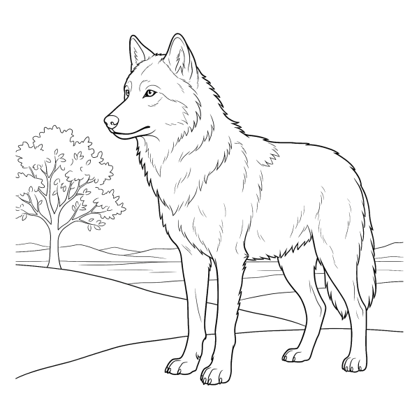 Coloriage Coloriage Loup qui Observe au Loin à imprimer