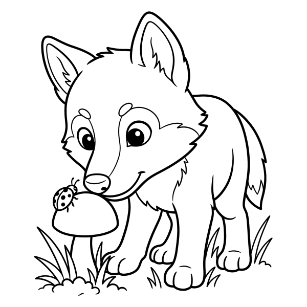 Coloriage Coloriage Louveteau Curieux à imprimer