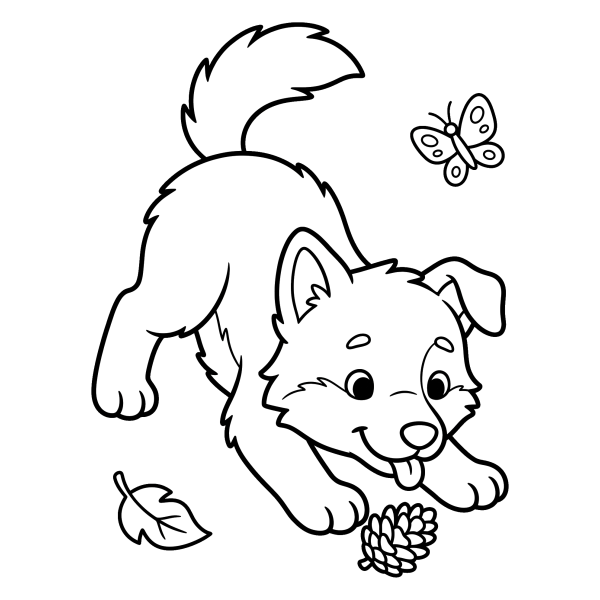 Coloriage Coloriage Louveteau qui Joue à imprimer
