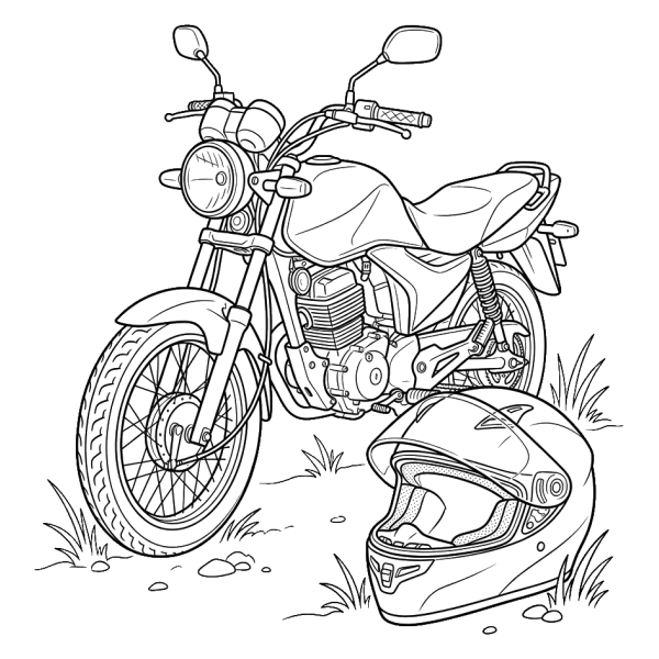 Coloriage Coloriage Moto et Casque à imprimer