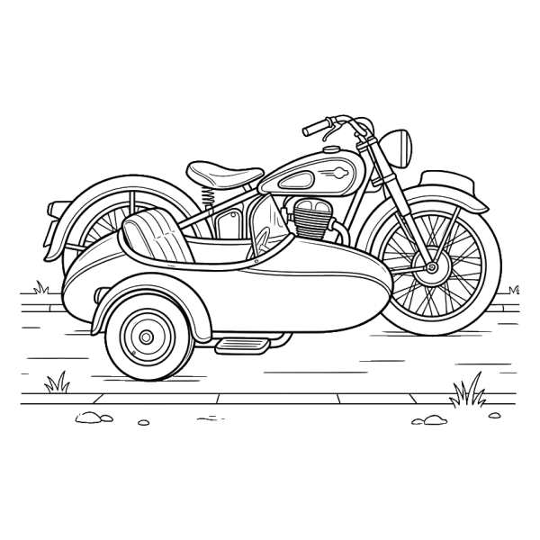 Coloriage Coloriage Moto et Side-Car à imprimer