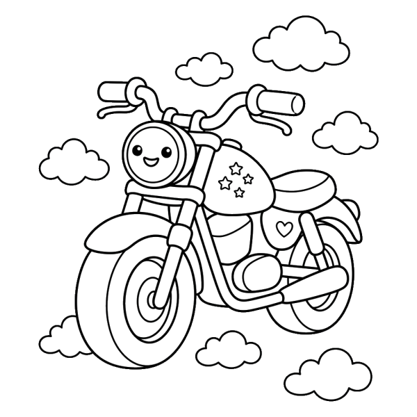 Coloriage Coloriage Moto Kawaii à imprimer