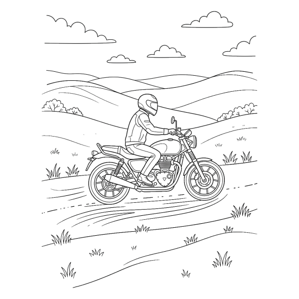 Coloriage Coloriage Moto sur la Route à imprimer