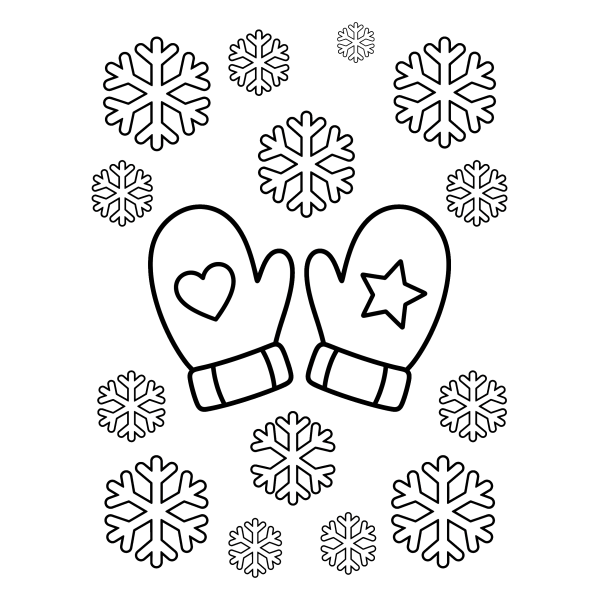 Coloriage Coloriage Moufles et Flocons à imprimer