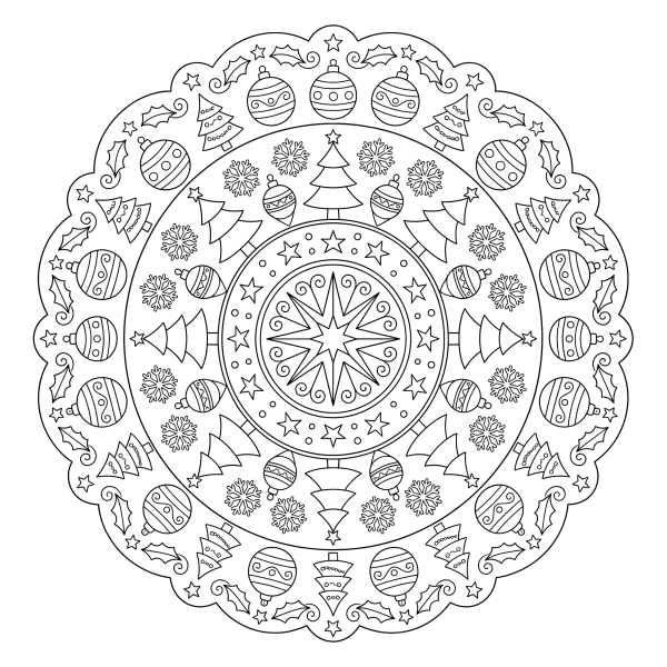 Coloriage Coloriage Noël Adulte Facile à imprimer