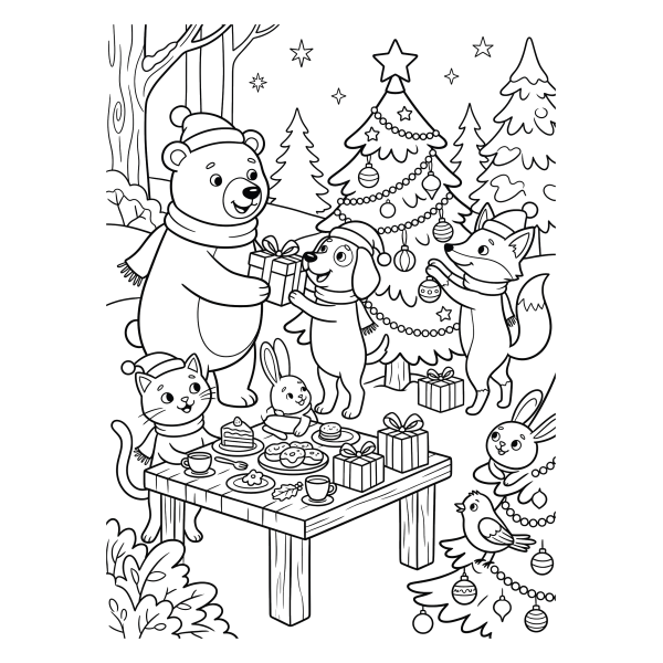 Coloriage Coloriage Noël Animaux à imprimer