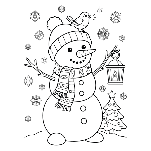 Coloriage Coloriage Noël Bonhomme de Neige à imprimer