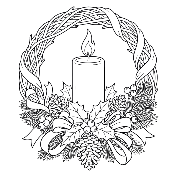Coloriage Coloriage Noël Bougie à imprimer