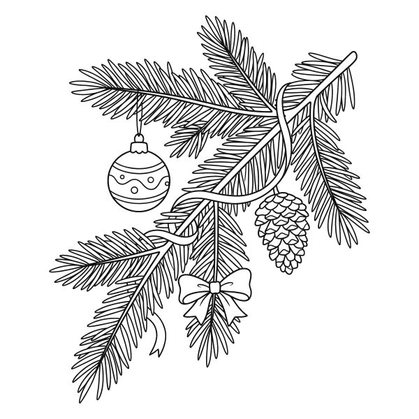 Coloriage Coloriage Noël Branche de Sapin à imprimer