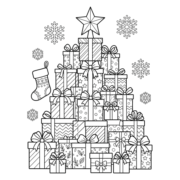 Coloriage Coloriage Noël Cadeau à imprimer