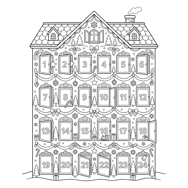Coloriage Coloriage Noël Calendrier de l'Avent à imprimer