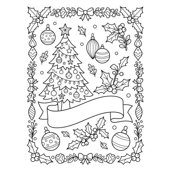 Coloriage Coloriage Noël Carte de Vœux à imprimer