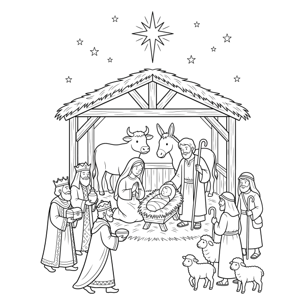 Coloriage Coloriage Noël Catholique à imprimer
