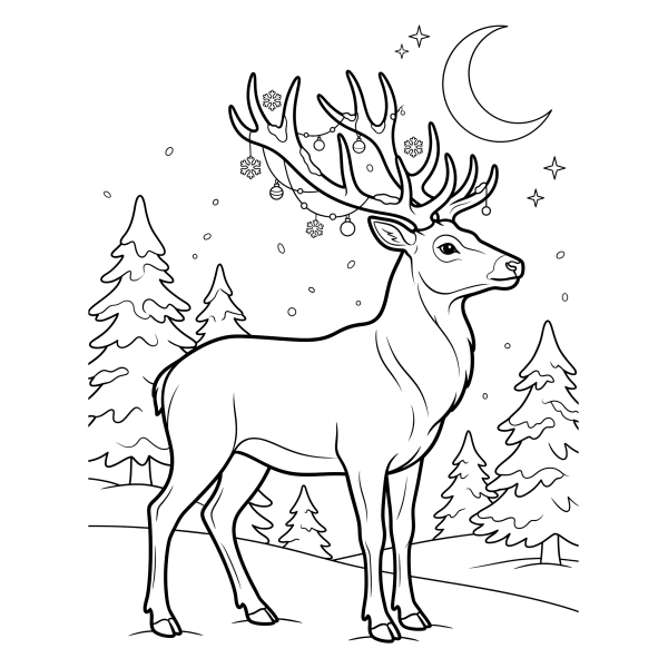 Coloriage Coloriage Noël Cerf à imprimer