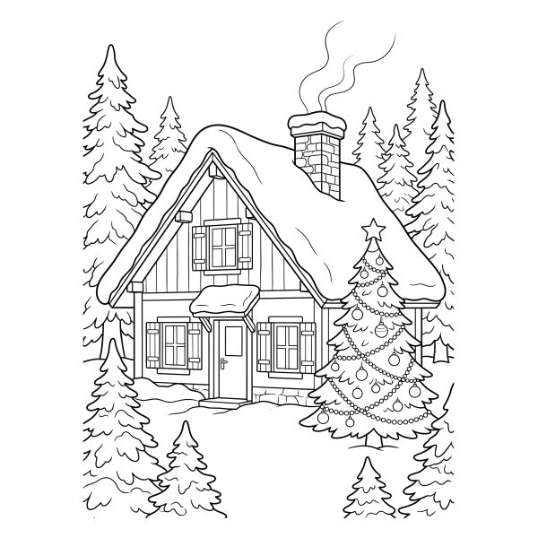Coloriage Coloriage Noël Chalet à imprimer
