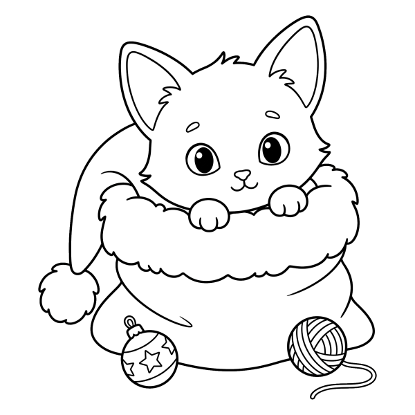 Coloriage Coloriage Noël Chaton à imprimer
