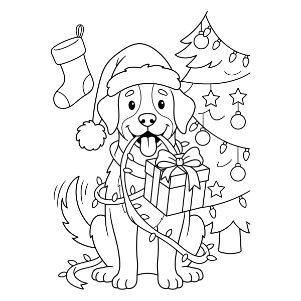 Coloriage Coloriage Noël Chien à imprimer