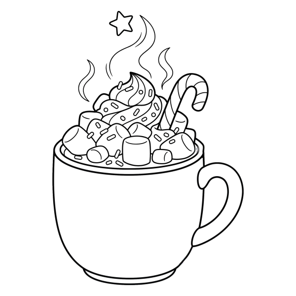 Coloriage Coloriage Noël Chocolat Chaud à imprimer