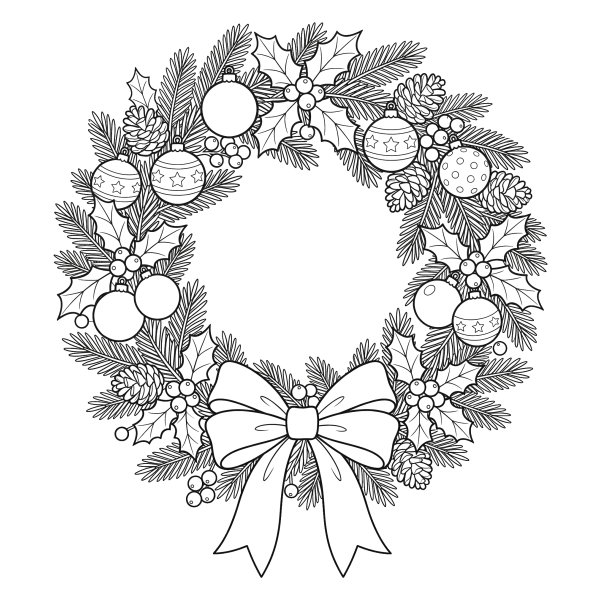 Coloriage Coloriage Noël Couronne à imprimer