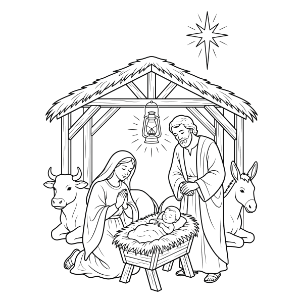 Coloriage Coloriage Noël Crèche de Noël à imprimer