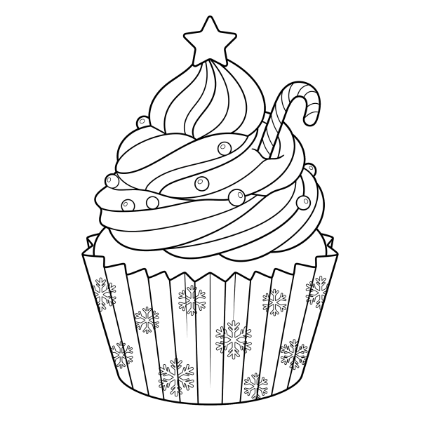 Coloriage Coloriage Noël Cupcake à imprimer