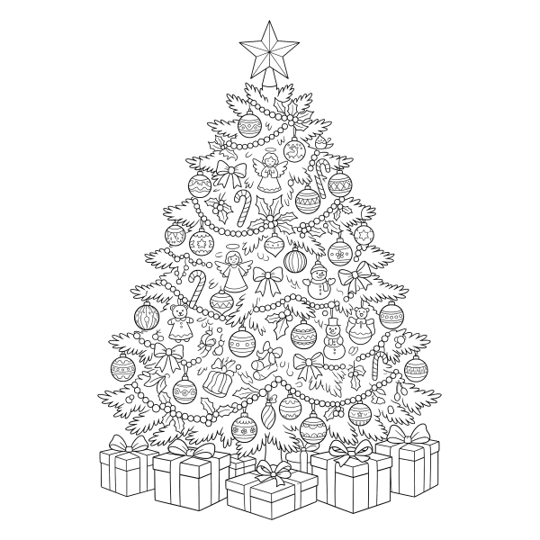 Coloriage Coloriage Noël Décoration Sapin à imprimer