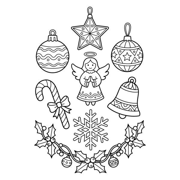 Coloriage Coloriage Noël Décorations à imprimer