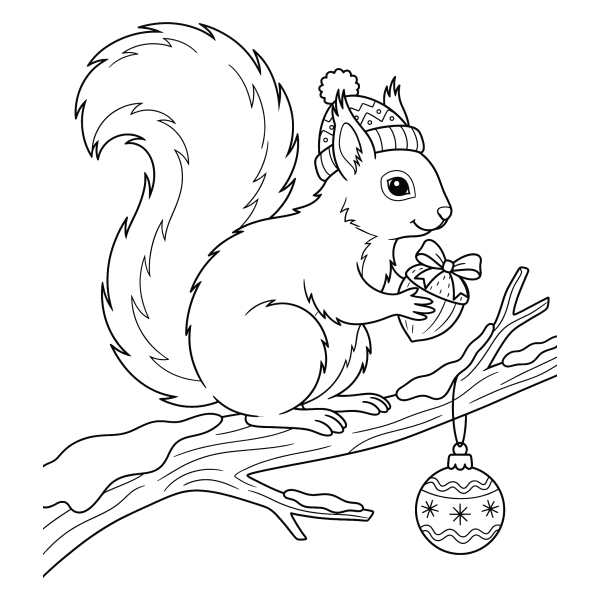 Coloriage Coloriage Noël Écureuil à imprimer