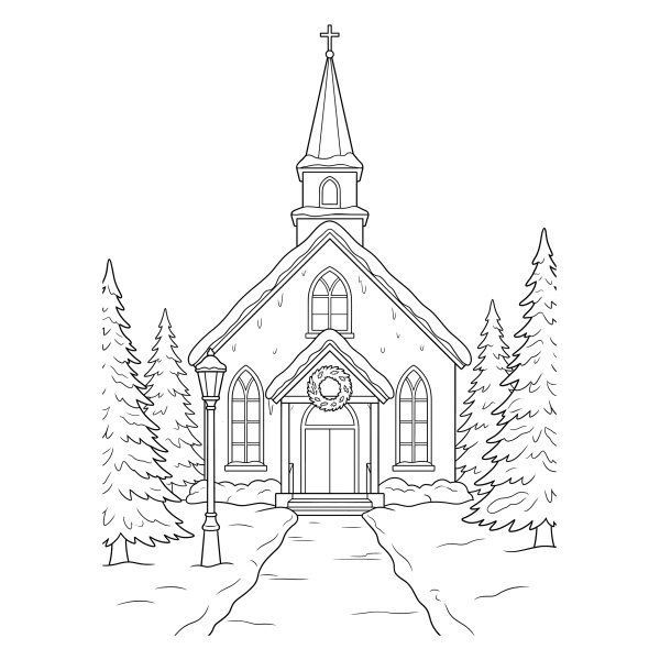 Coloriage Coloriage Noël Église à imprimer