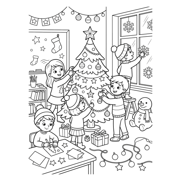 Coloriage Coloriage Noël Élémentaire à imprimer