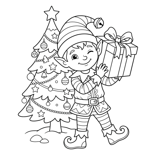 Coloriage Coloriage Noël Elfe à imprimer
