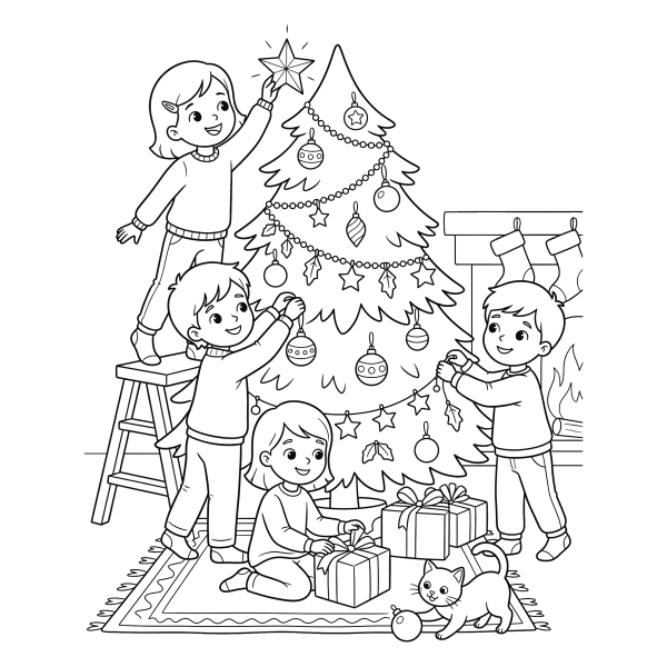 Coloriage Coloriage Noël Enfants à imprimer