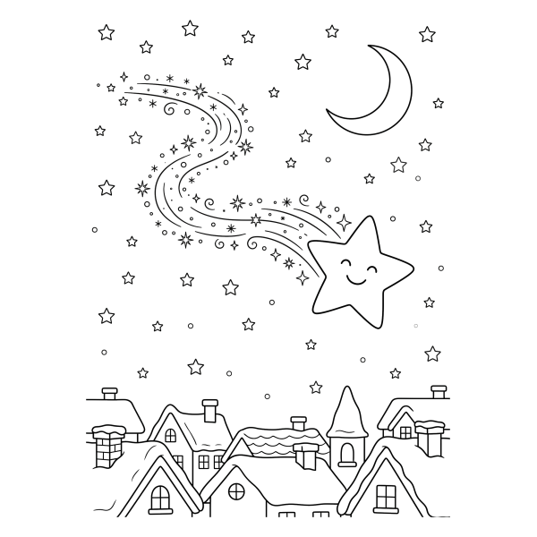 Coloriage Coloriage Noël Étoile Filante à imprimer