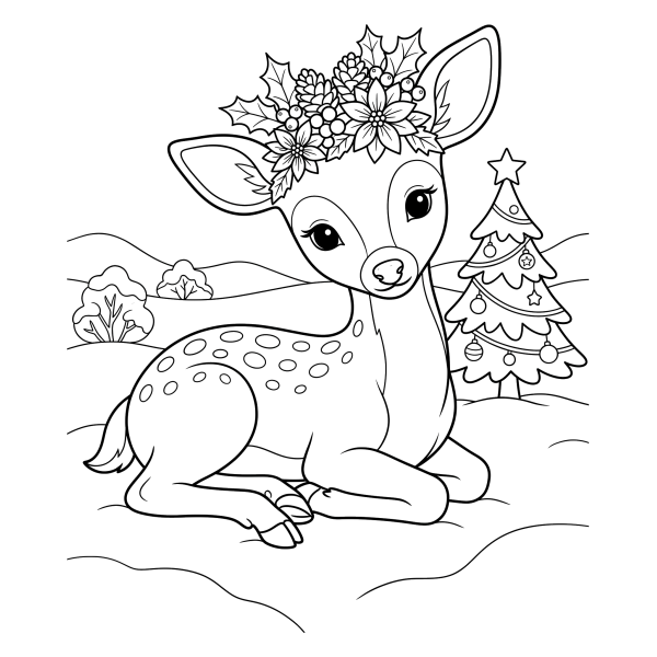 Coloriage Coloriage Noël Faon à imprimer