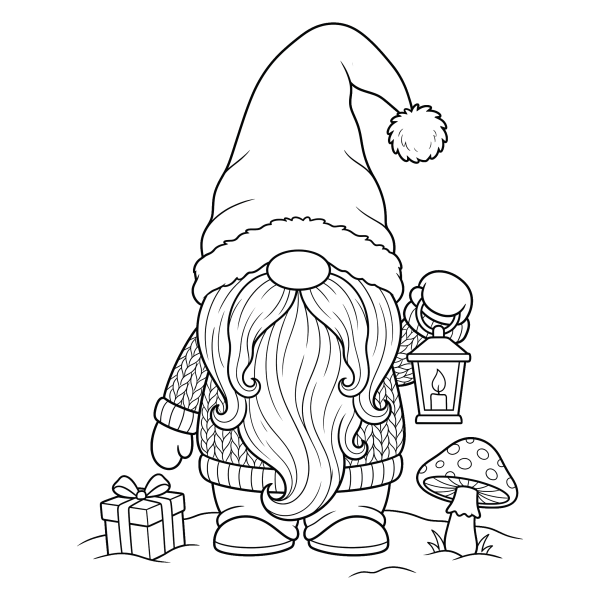 Coloriage Coloriage Noël Gnome à imprimer