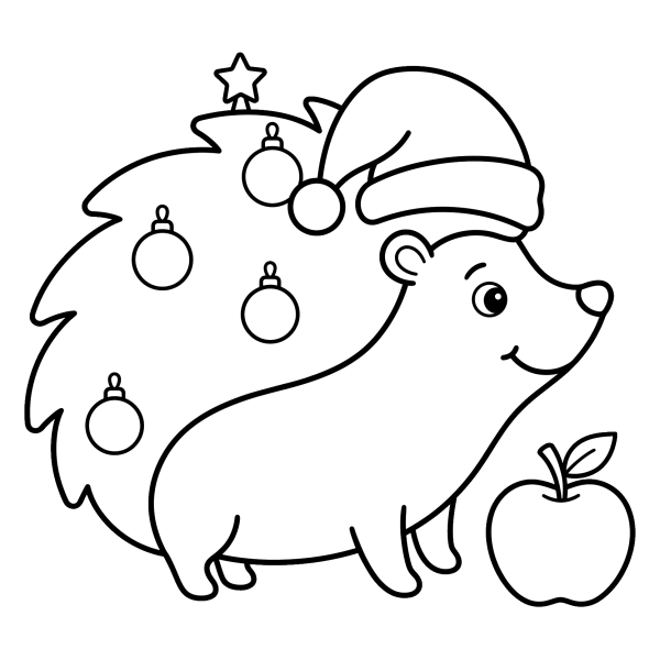 Coloriage Coloriage Noël Hérisson à imprimer