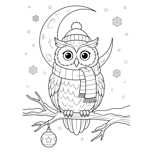 Coloriage Coloriage Noël Hibou à imprimer