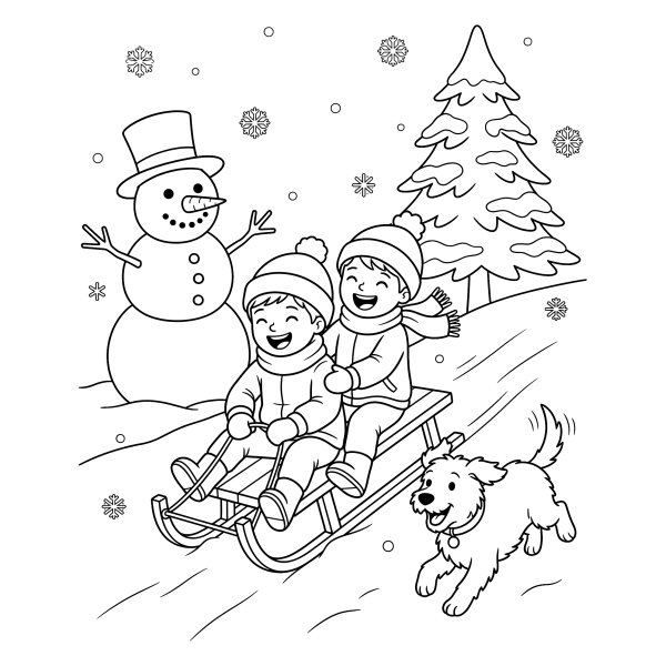 Coloriage Coloriage Noël Hiver à imprimer