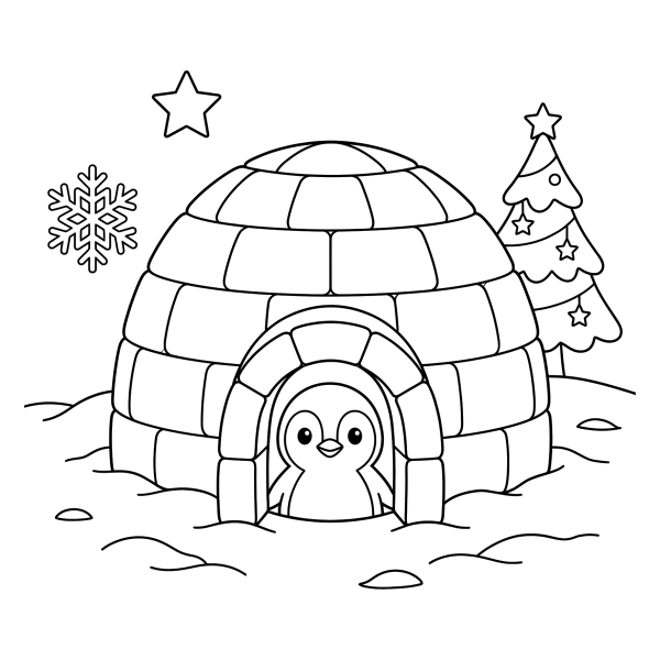Coloriage Coloriage Noël Igloo à imprimer