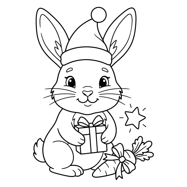 Coloriage Coloriage Noël Lapin à imprimer
