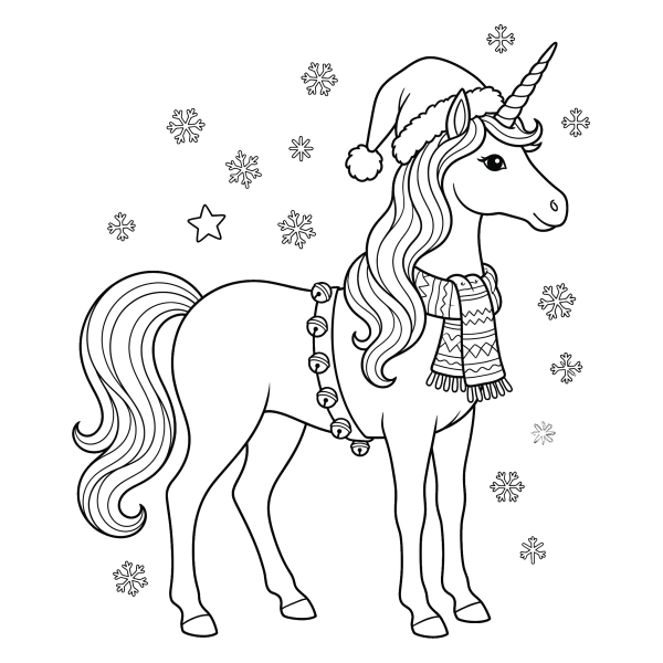 Coloriage Coloriage Noël Licorne à imprimer