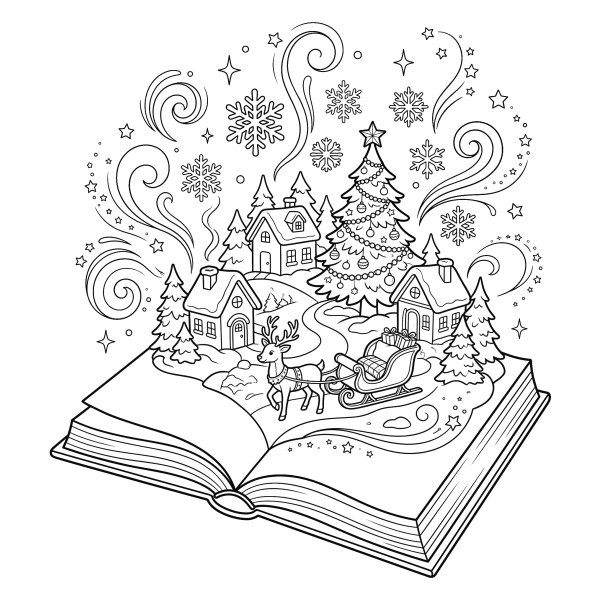 Coloriage Coloriage Noël Livre à imprimer