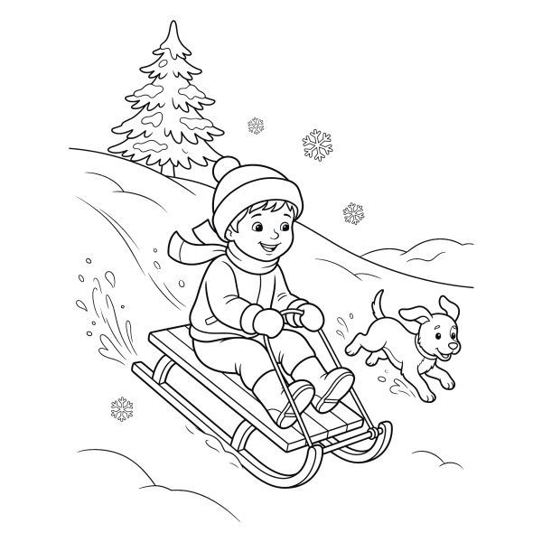 Coloriage Coloriage Noël Luge à imprimer