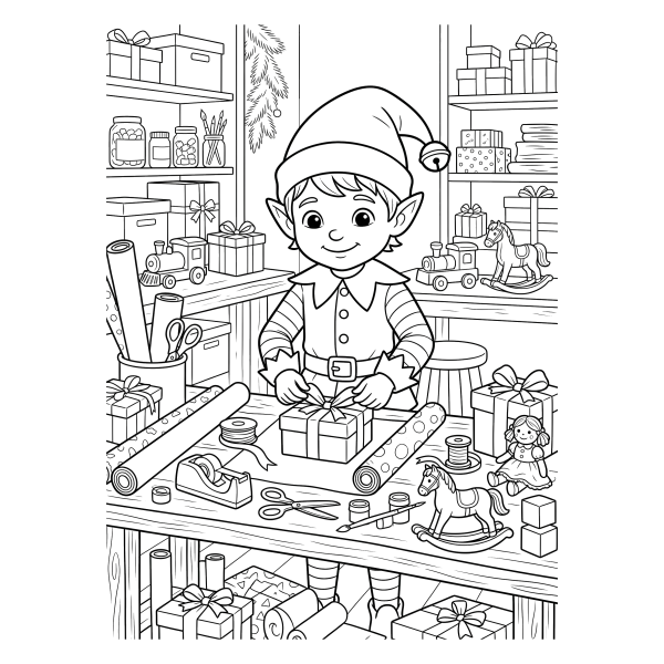 Coloriage Coloriage Noël Lutin à imprimer